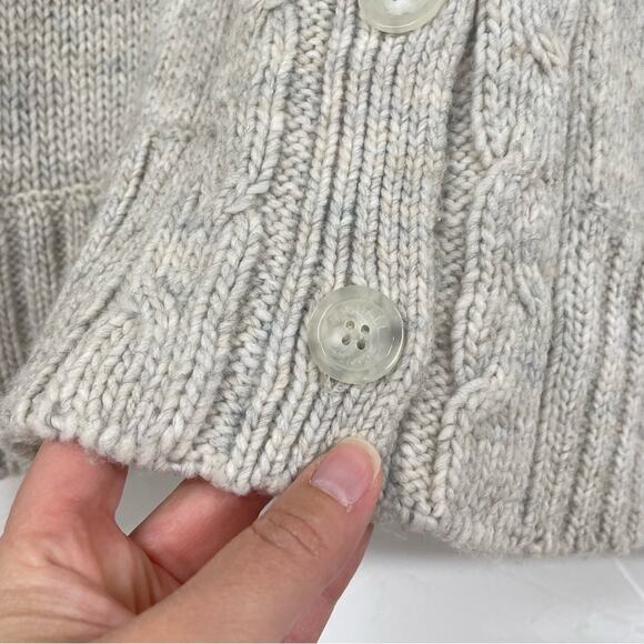 Michael Kors Grey Cable Knit Womens Short Sleeve Sweater Cardigan L Academia - Picture 5 of 8